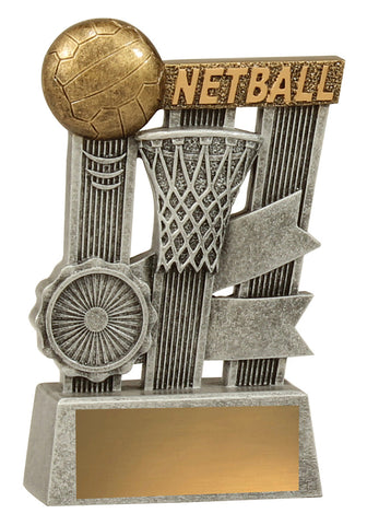 A1808B Netball Silver Ribbon 140mm