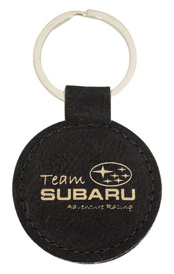 LE105 - Leatherette Keychain Circle - Black / Gold