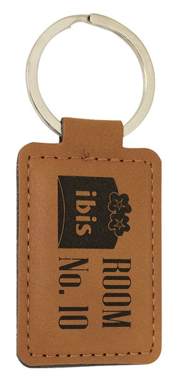 LE111 - Leatherette Keychain Rectangle - Rawhide