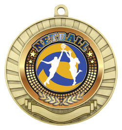 MY201G-B37 - Netball Eco Scroll Medal Gold