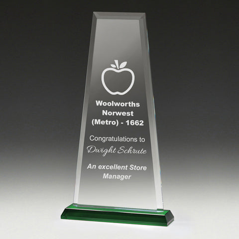 WC234A Glass Green Guardian Award 230mm